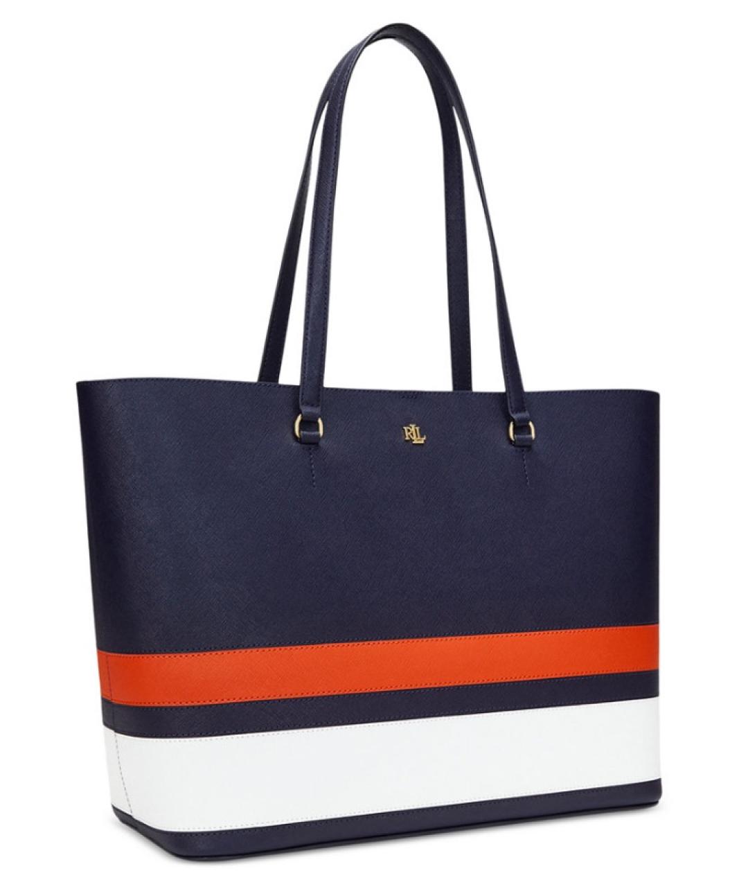 RALPH LAUREN Синяя кожаная сумка тоут, фото 2