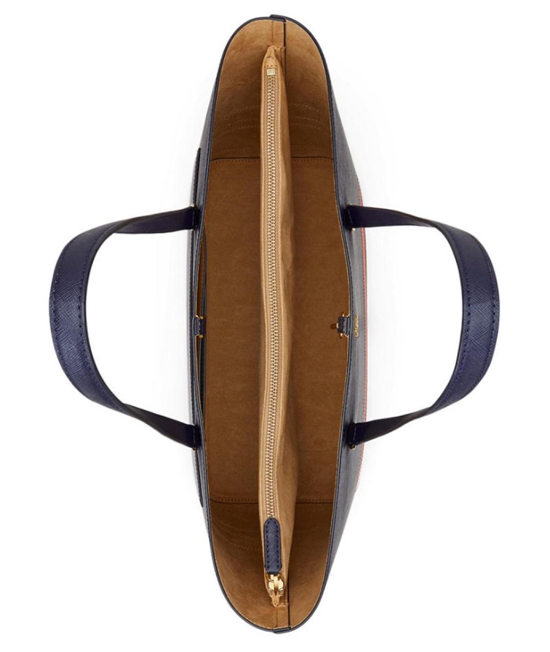 RALPH LAUREN Синяя кожаная сумка тоут, фото 4