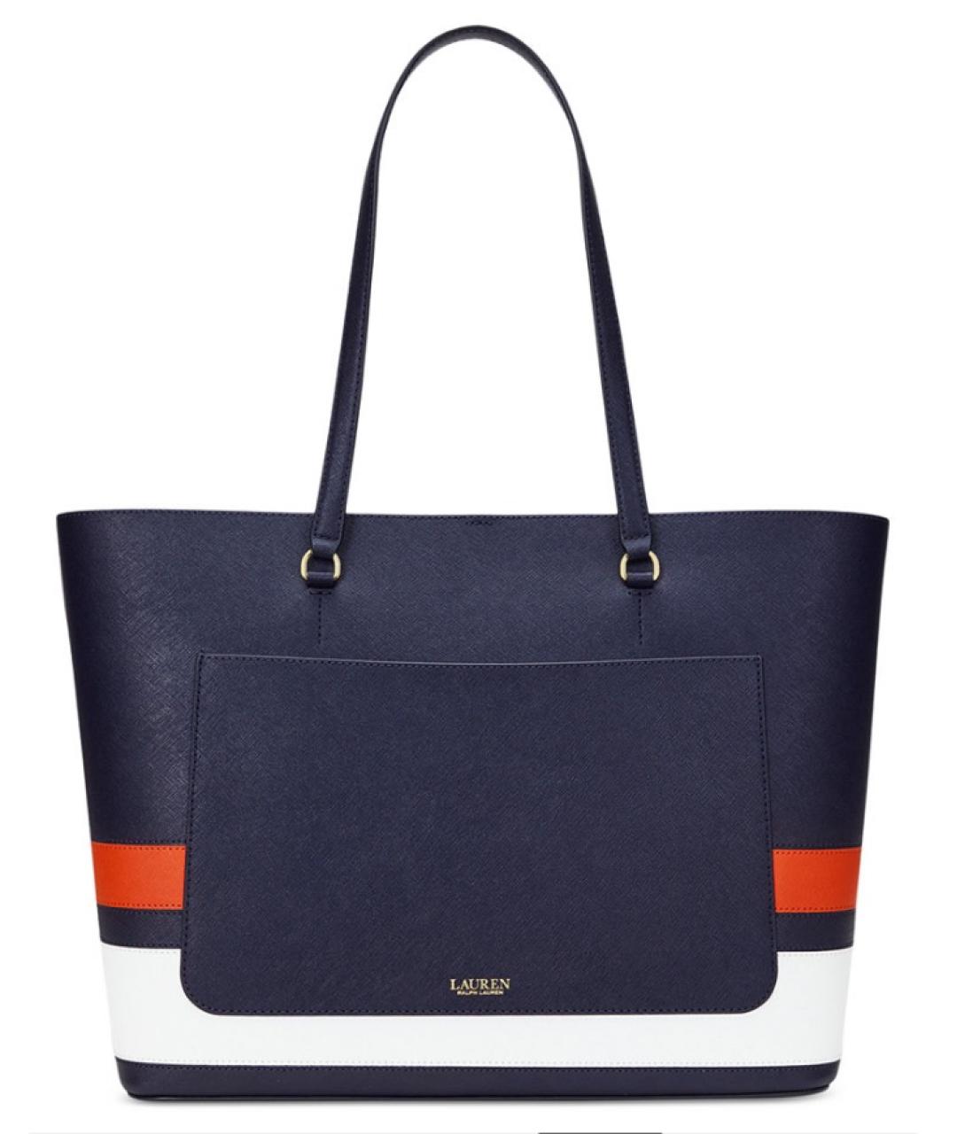RALPH LAUREN Синяя кожаная сумка тоут, фото 3