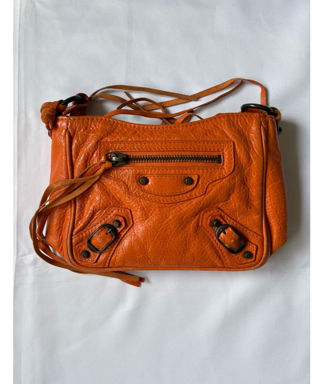 BALENCIAGA Оранжевая кожаная сумка через плечо, фото 9