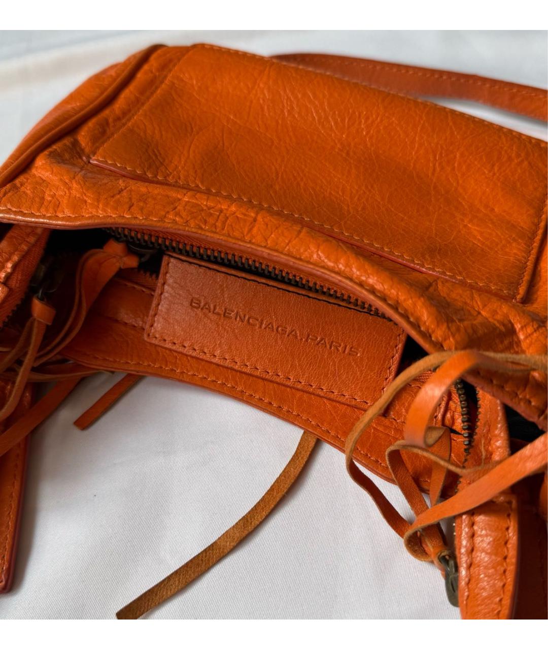 BALENCIAGA Оранжевая кожаная сумка через плечо, фото 4