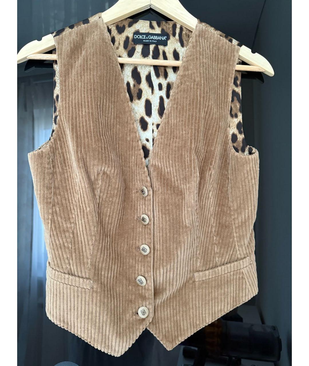 DOLCE&GABBANA Коричневая хлопковая жилетка, фото 5