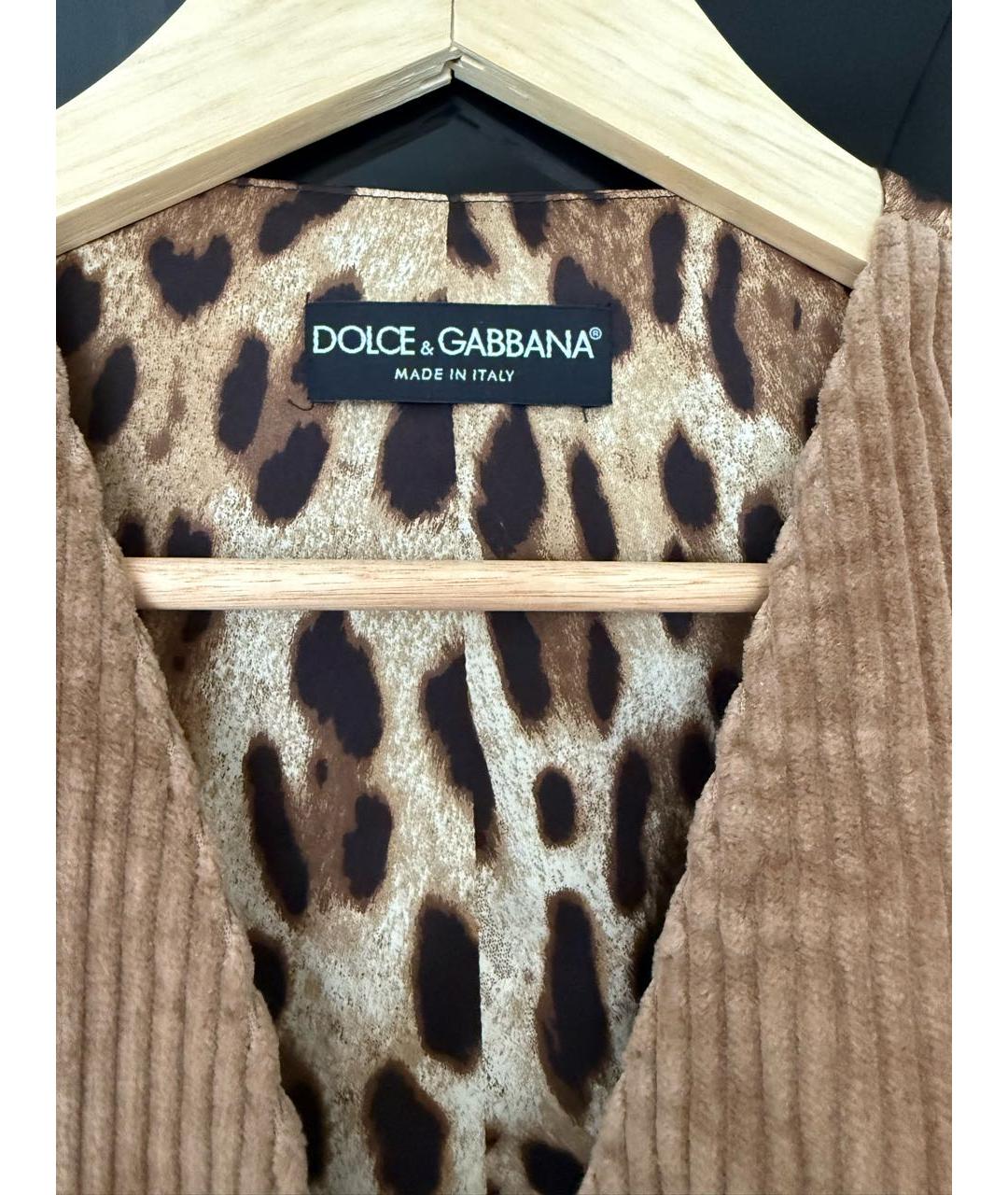 DOLCE&GABBANA Коричневая хлопковая жилетка, фото 3