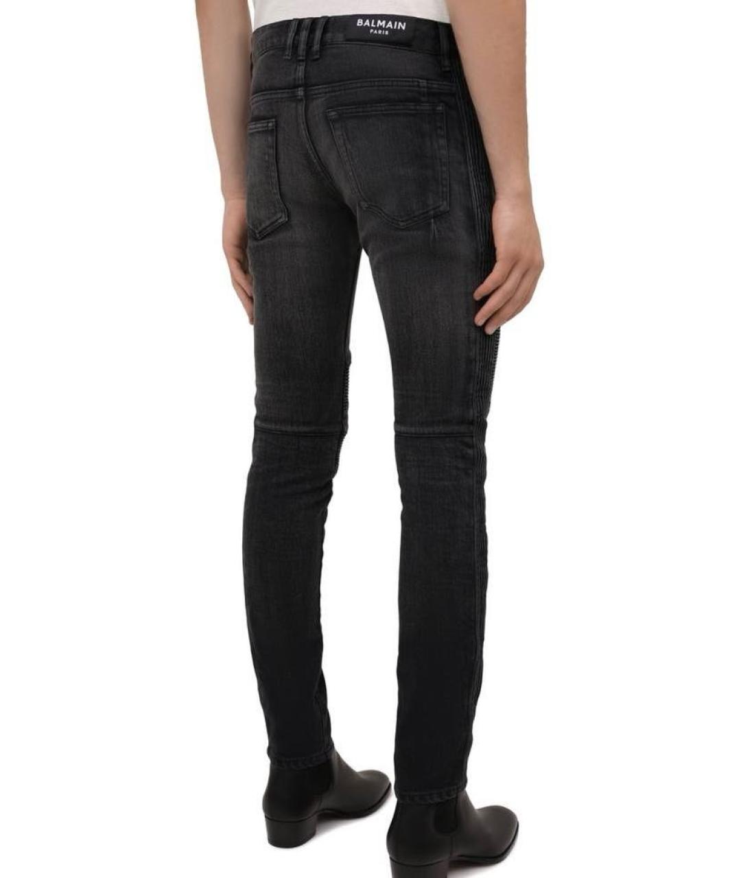 BALMAIN Антрацитовые хлопковые джинсы скинни, фото 2