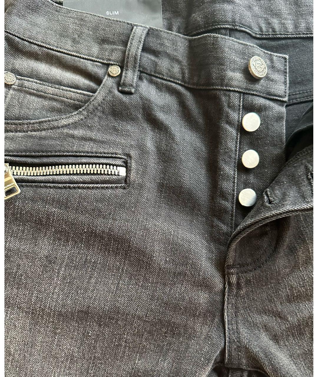 BALMAIN Антрацитовые хлопковые джинсы скинни, фото 3
