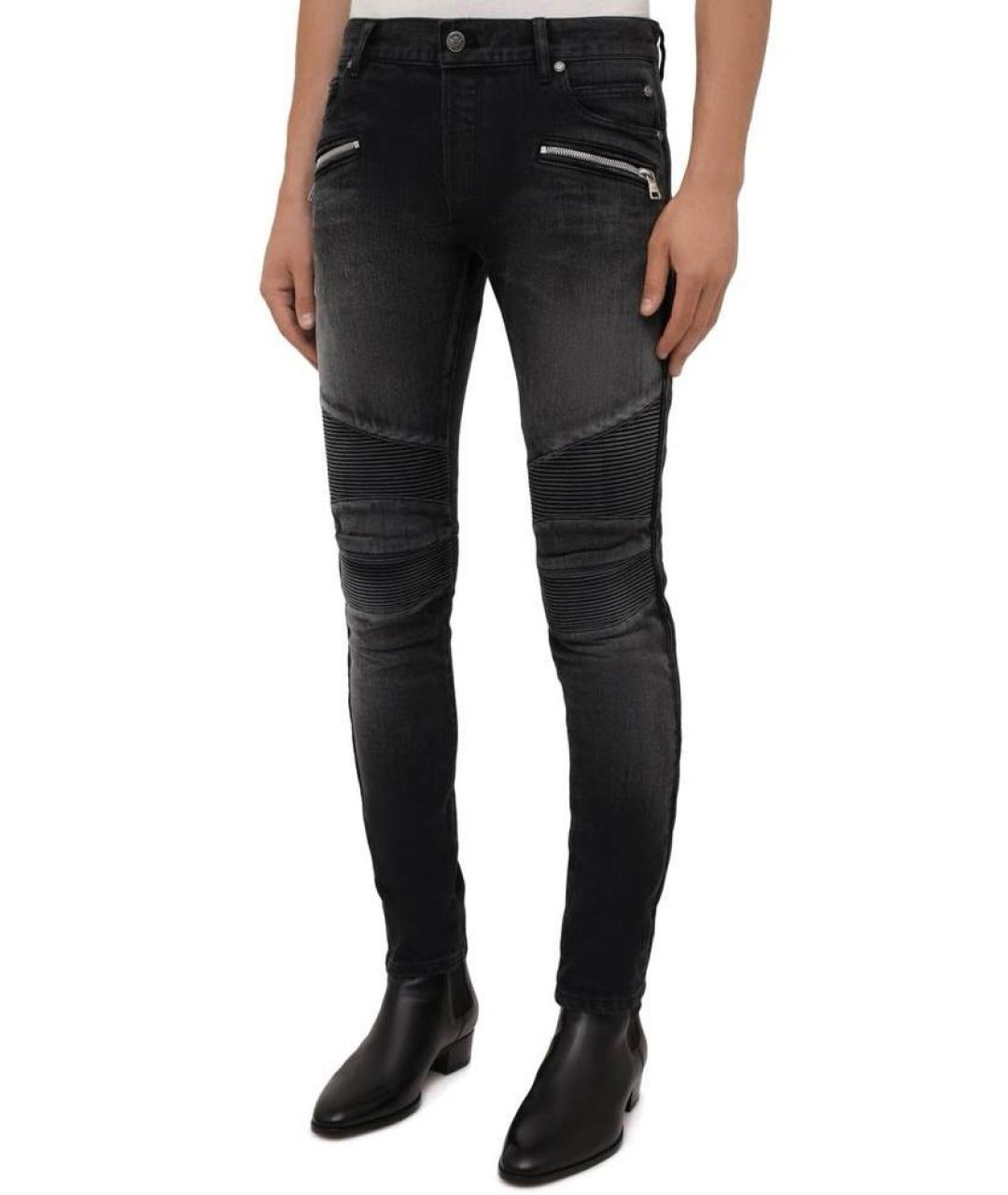 BALMAIN Антрацитовые хлопковые джинсы скинни, фото 5