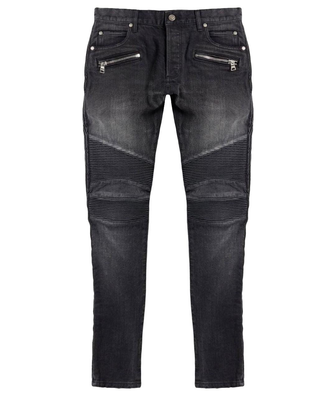 BALMAIN Антрацитовые хлопковые джинсы скинни, фото 1
