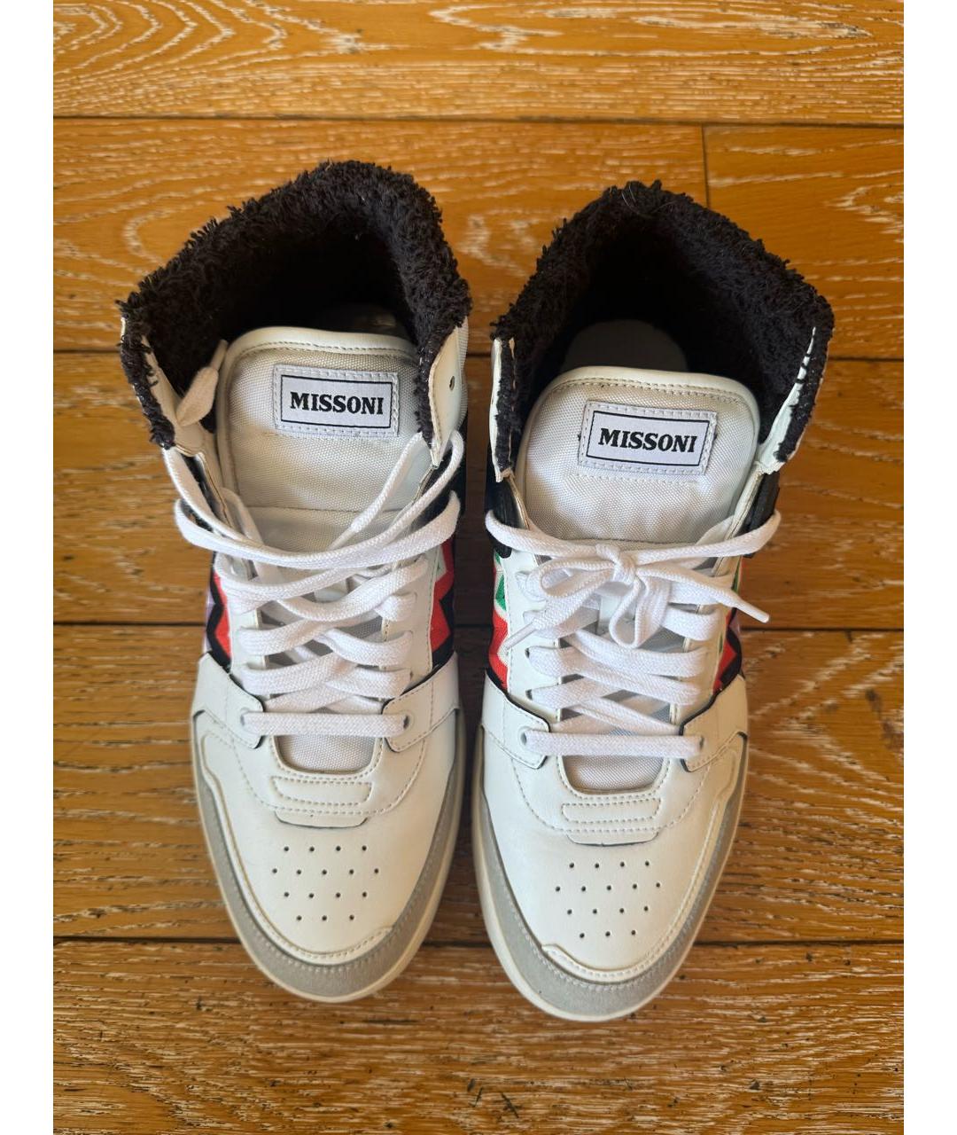 MISSONI Белые кожаные высокие кроссовки / кеды, фото 2