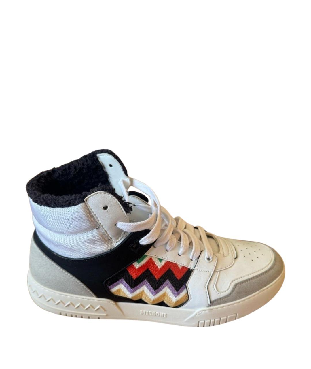 MISSONI Белые кожаные высокие кроссовки / кеды, фото 1