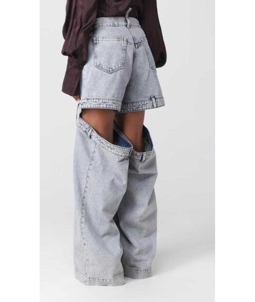 THE ATTICO Голубые хлопковые прямые джинсы, фото 2