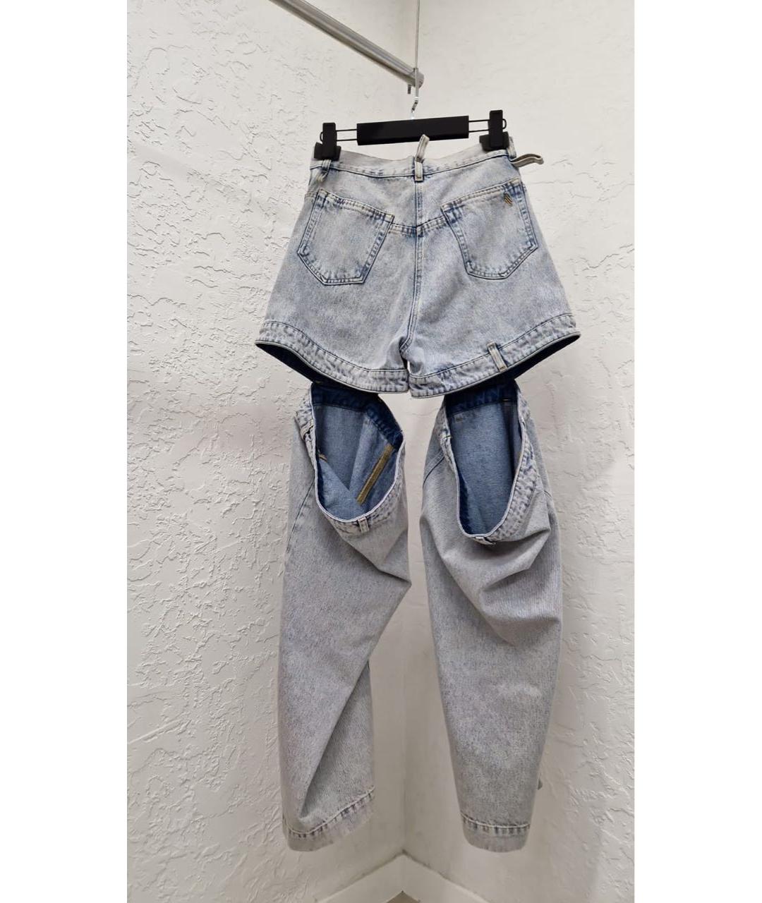 THE ATTICO Голубые хлопковые прямые джинсы, фото 4