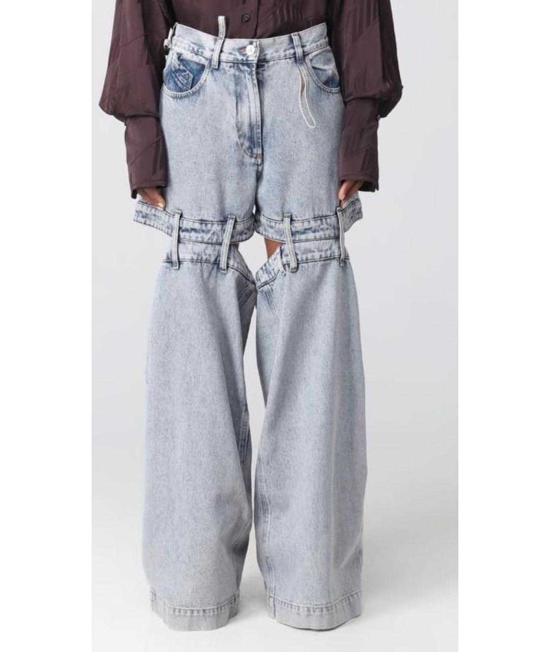 THE ATTICO Голубые хлопковые прямые джинсы, фото 7