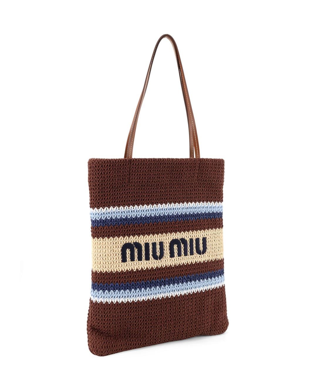 MIU MIU Коричневая хлопковая сумка тоут, фото 3
