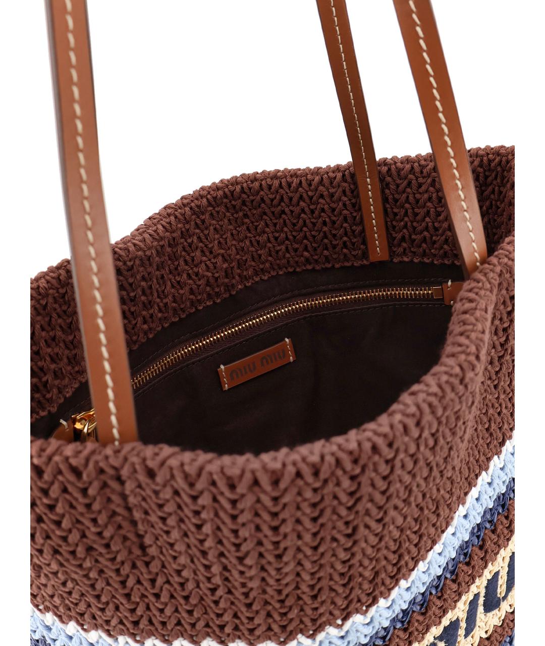 MIU MIU Коричневая хлопковая сумка тоут, фото 4