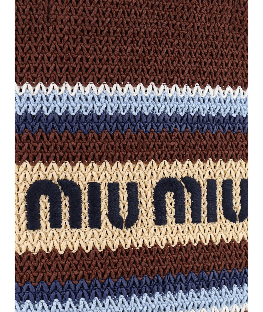 MIU MIU Коричневая хлопковая сумка тоут, фото 5