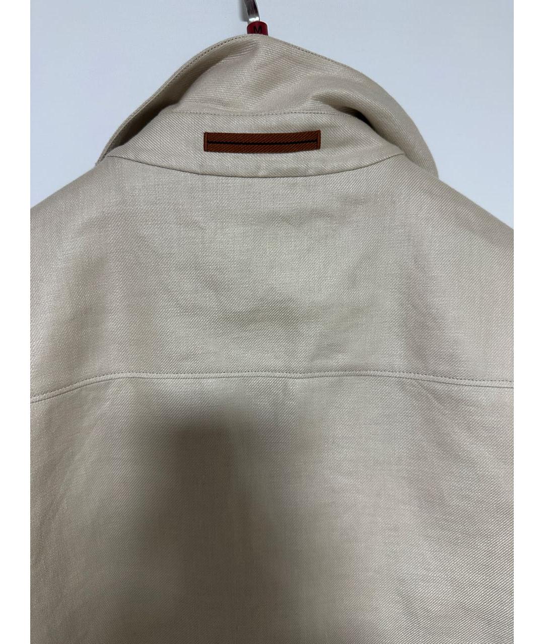 ZEGNA Бежевая льняная кэжуал рубашка, фото 3
