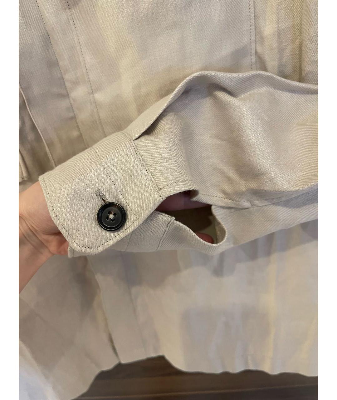 ZEGNA Бежевая льняная кэжуал рубашка, фото 4
