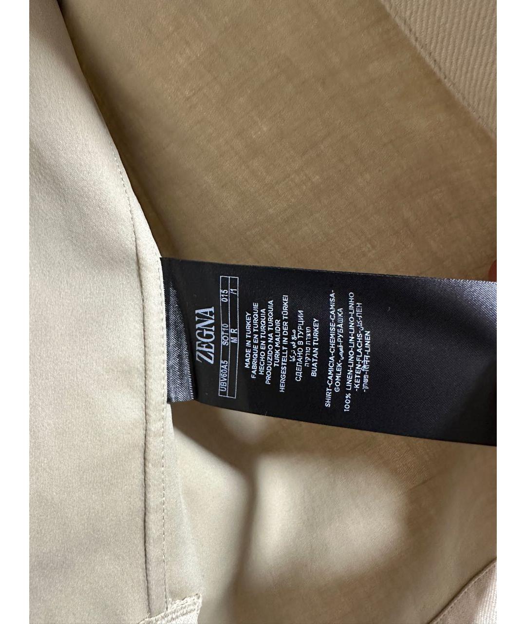 ZEGNA Бежевая льняная кэжуал рубашка, фото 5