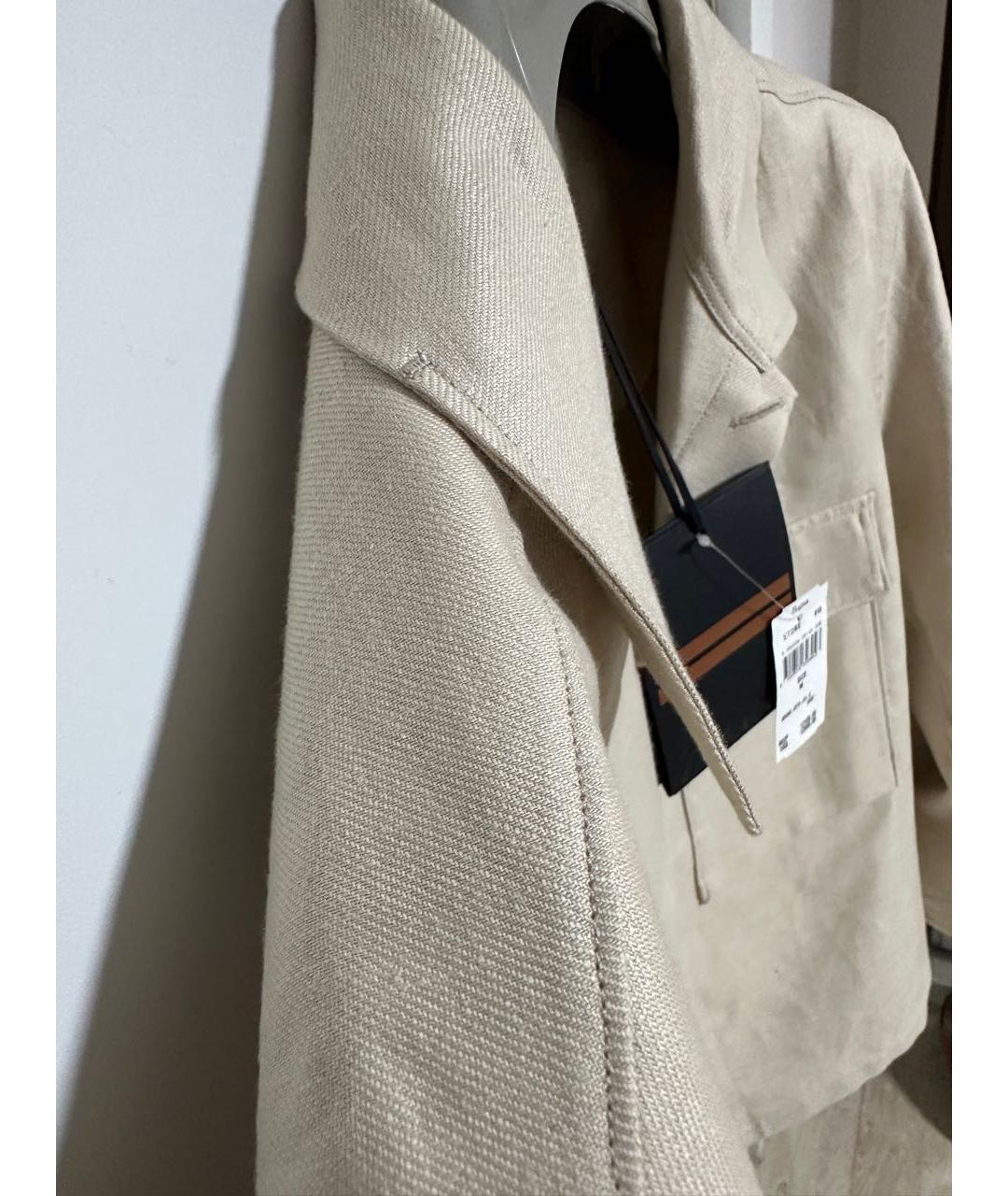 ZEGNA Бежевая льняная кэжуал рубашка, фото 7