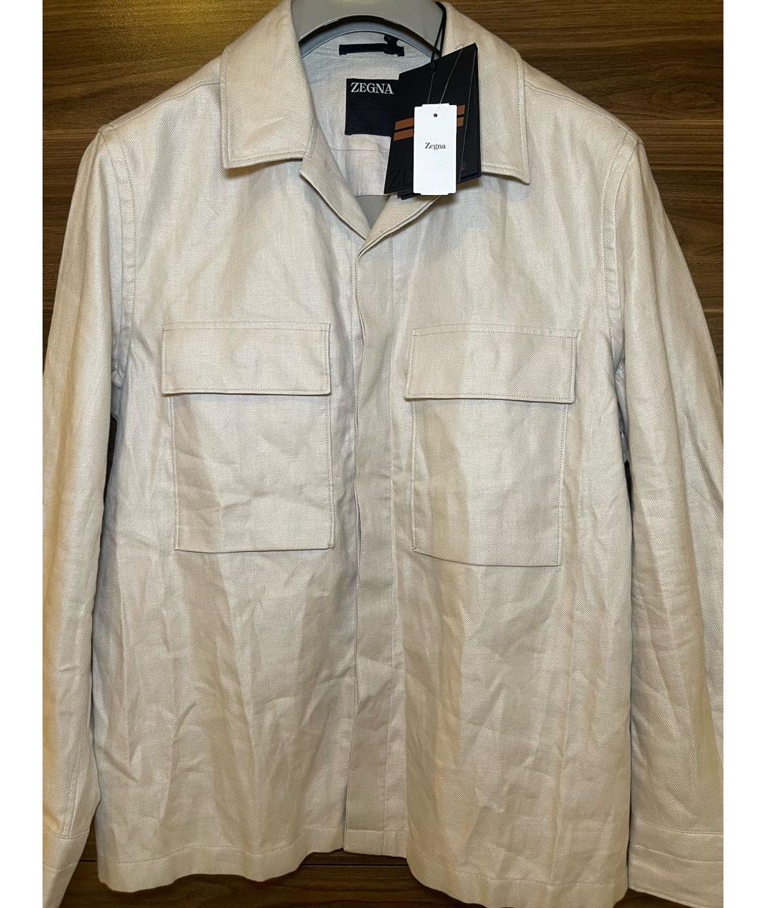 ZEGNA Бежевая льняная кэжуал рубашка, фото 9