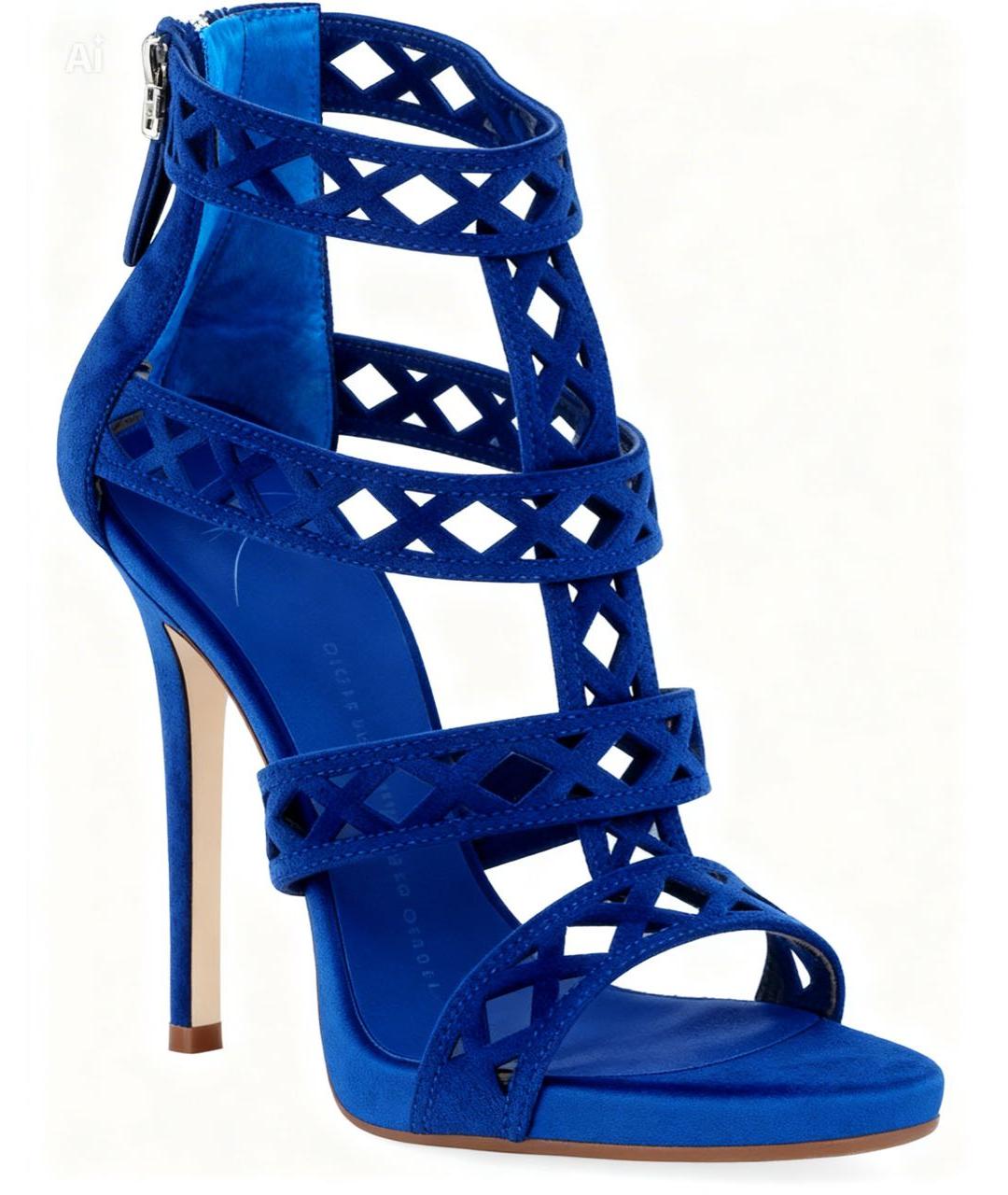 GIUSEPPE ZANOTTI DESIGN Синие замшевые босоножки, фото 2