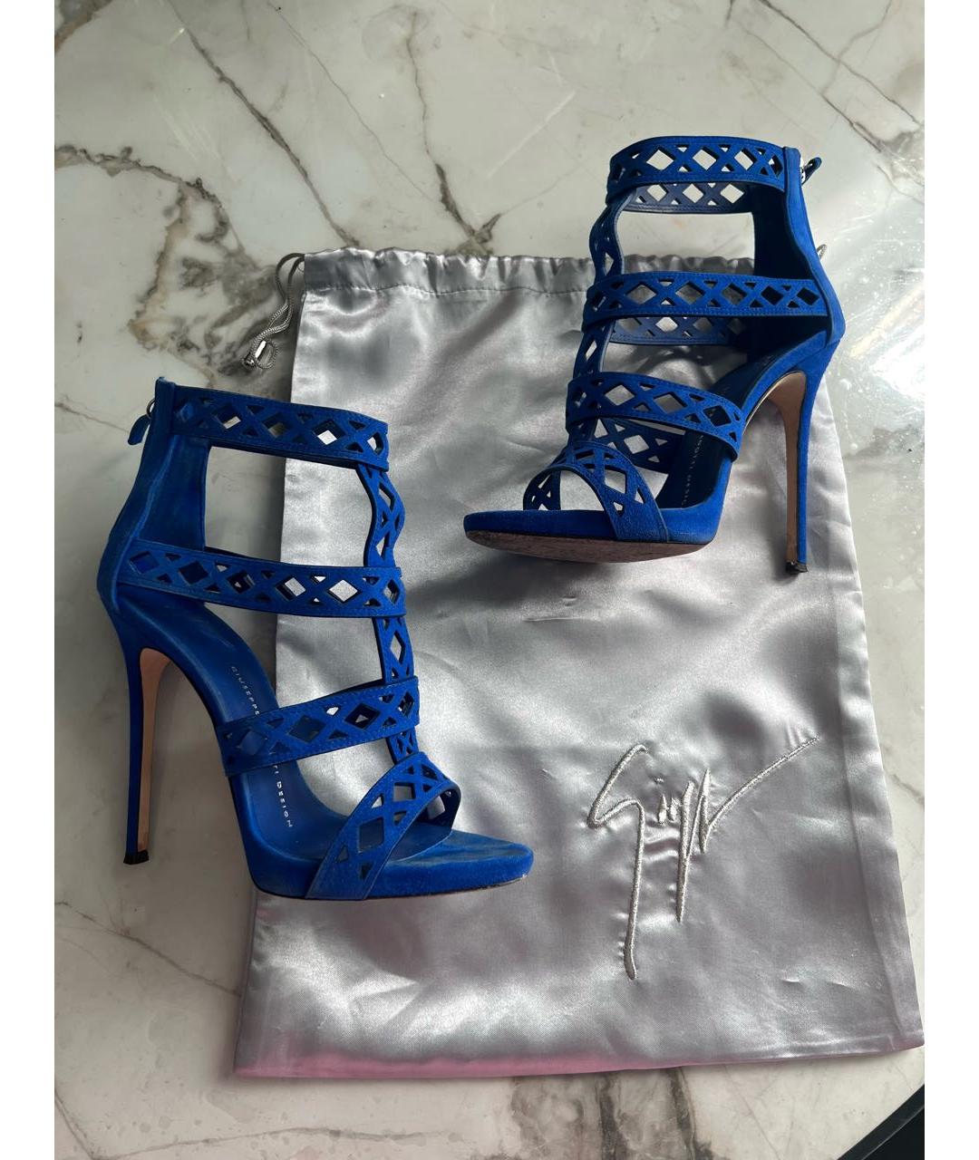 GIUSEPPE ZANOTTI DESIGN Синие замшевые босоножки, фото 9