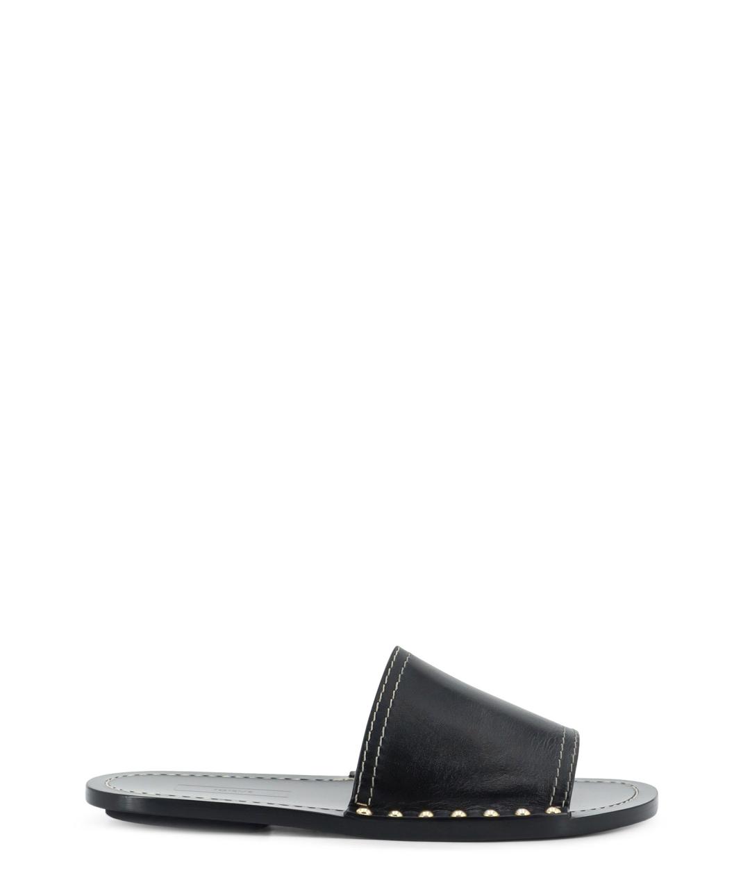 TOTEME Черные кожаные шлепанцы, фото 1