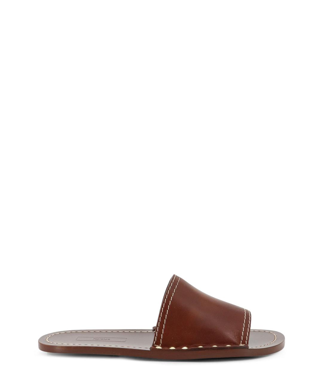 TOTEME Коричневые кожаные шлепанцы, фото 1