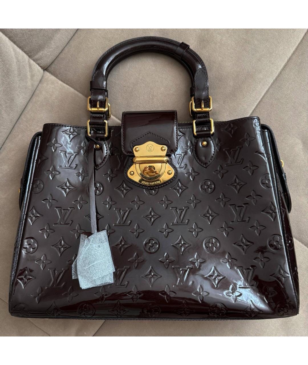 LOUIS VUITTON Бордовая сумка с короткими ручками из лакированной кожи, фото 4