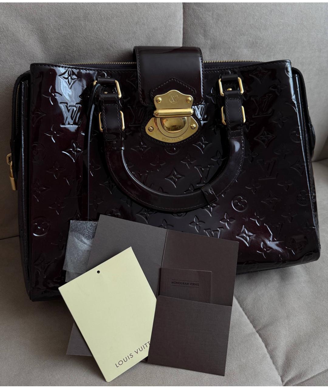 LOUIS VUITTON Бордовая сумка с короткими ручками из лакированной кожи, фото 2