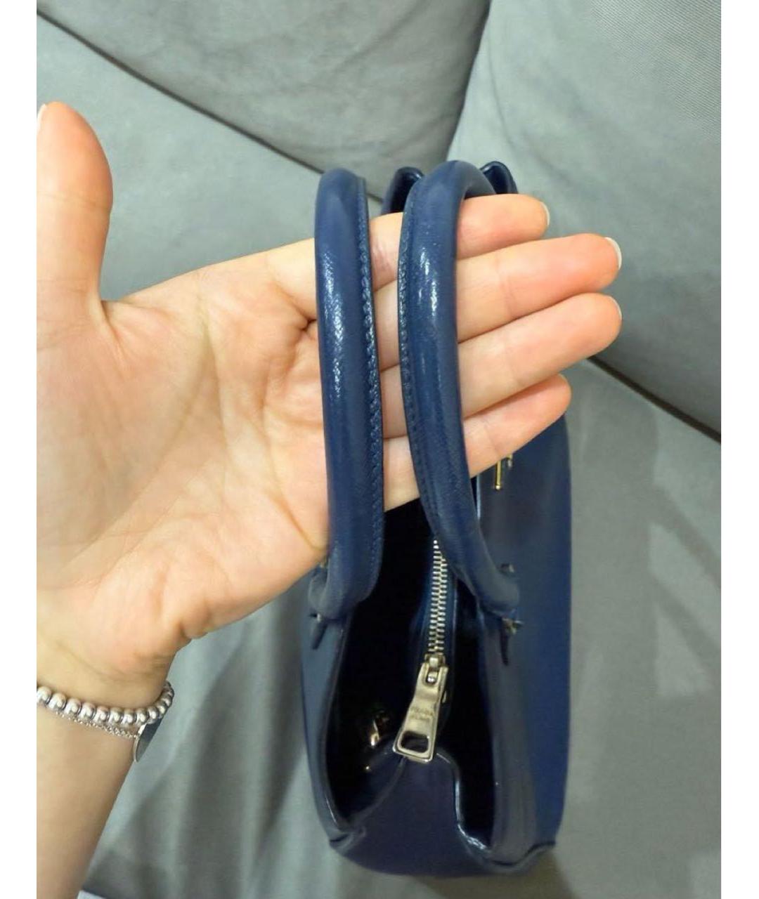 PRADA Темно-синяя кожаная сумка тоут, фото 5