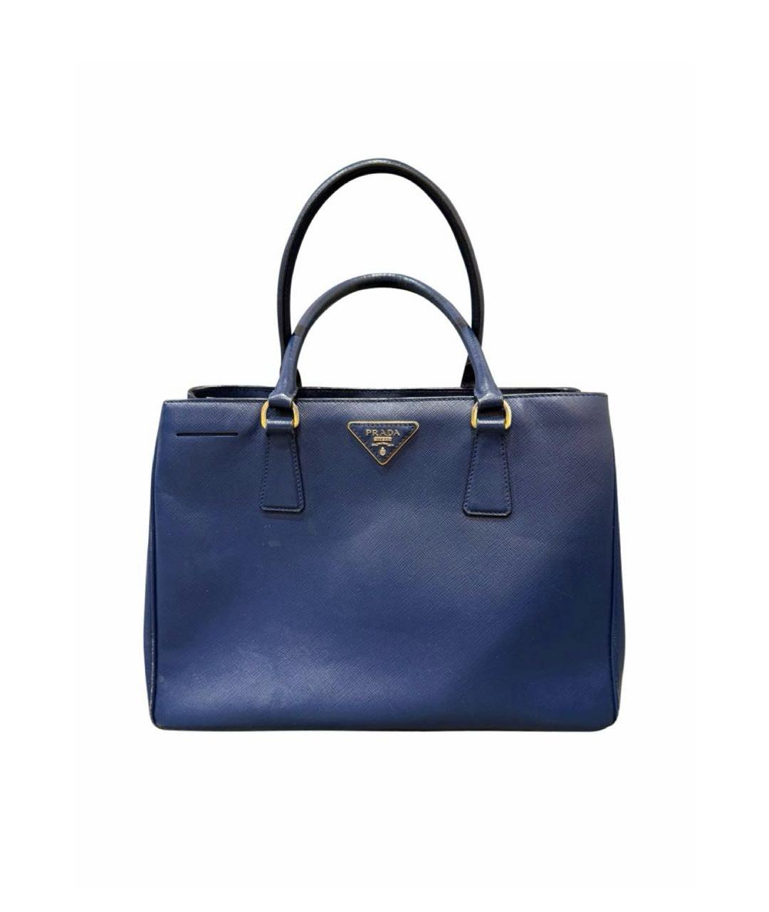 PRADA Темно-синяя кожаная сумка тоут, фото 9