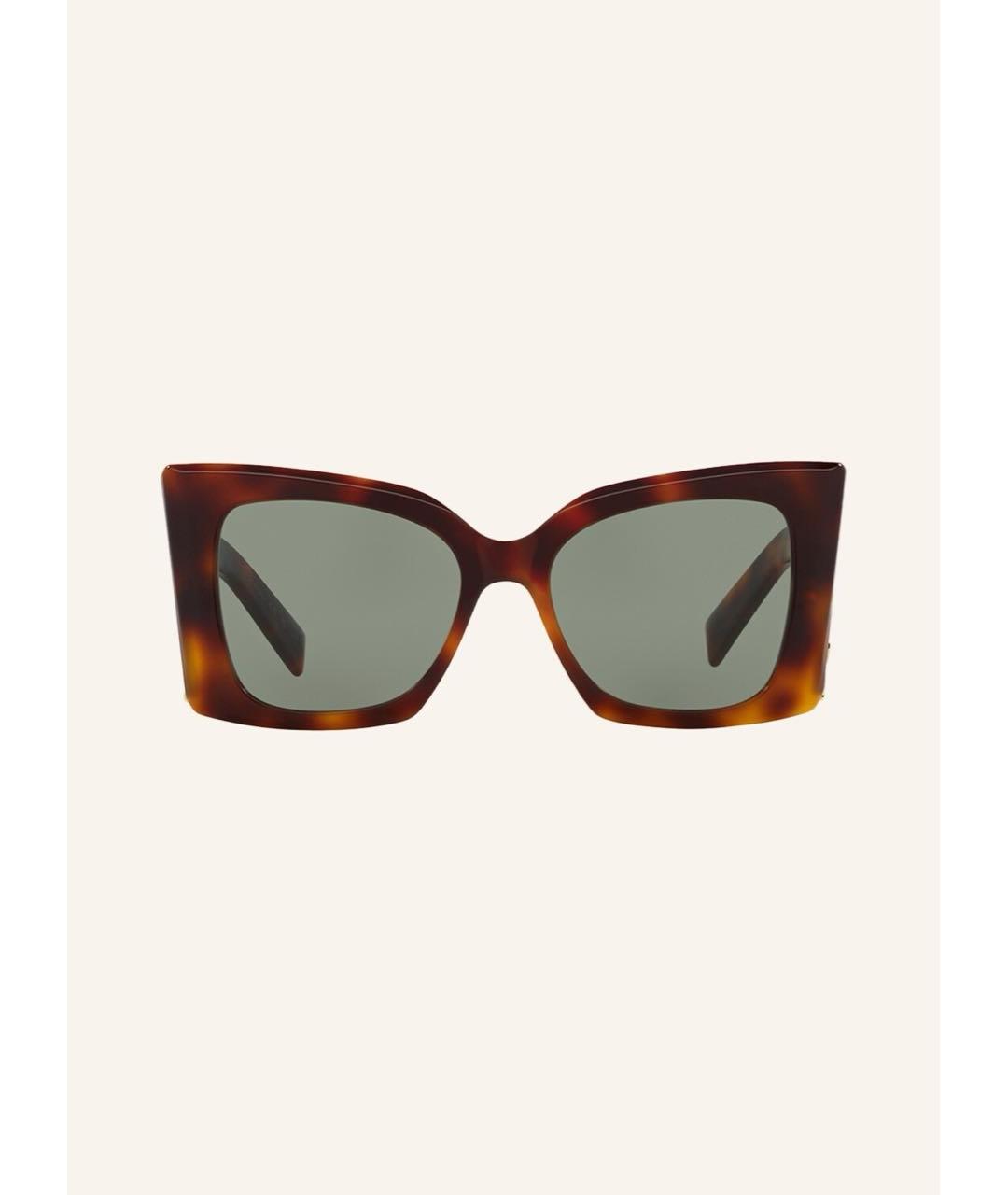 SAINT LAURENT Коричневые пластиковые солнцезащитные очки, фото 9