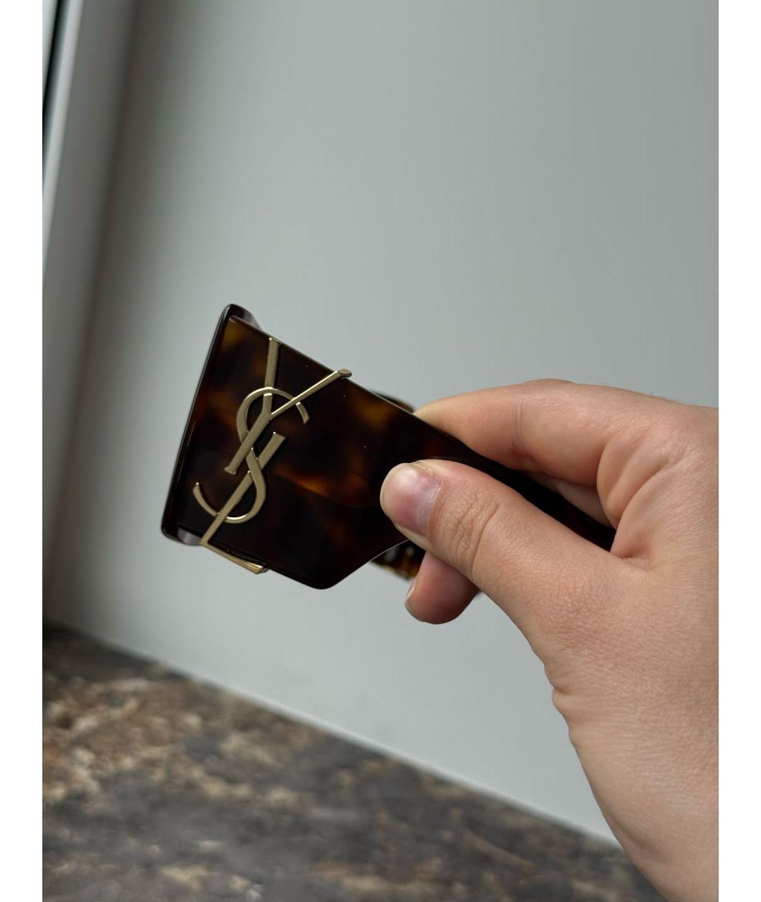 SAINT LAURENT Коричневые пластиковые солнцезащитные очки, фото 3