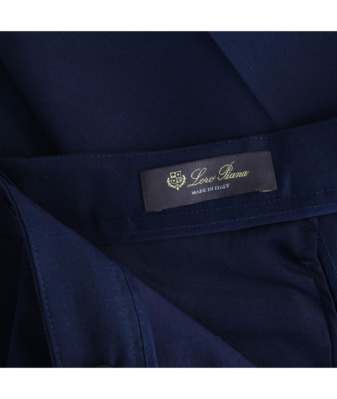 LORO PIANA Темно-синие шерстяные брюки узкие, фото 5
