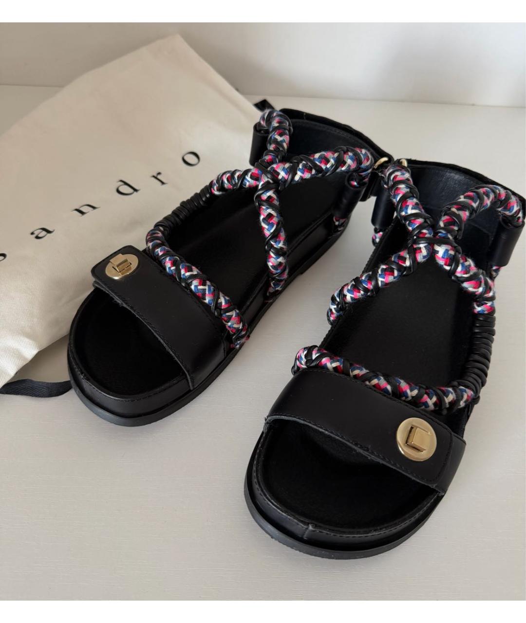 SANDRO Черные кожаные сандалии, фото 6