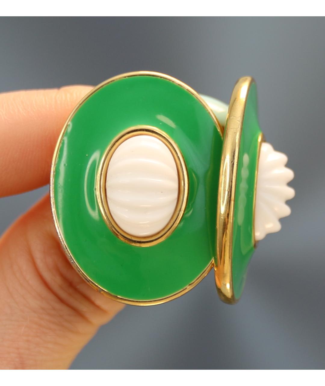 MONET Зеленые позолоченные серьги, фото 6