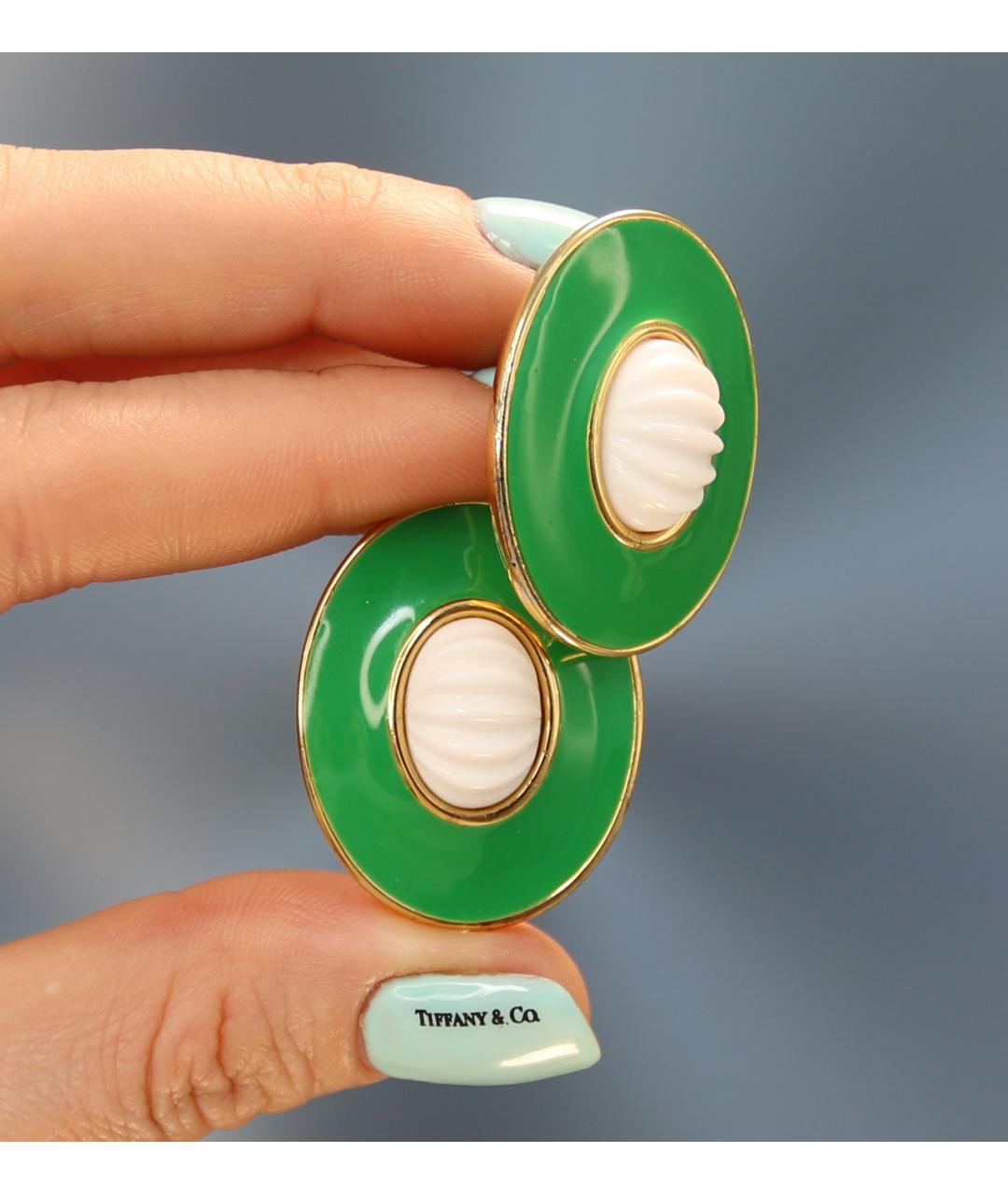 MONET Зеленые позолоченные серьги, фото 5