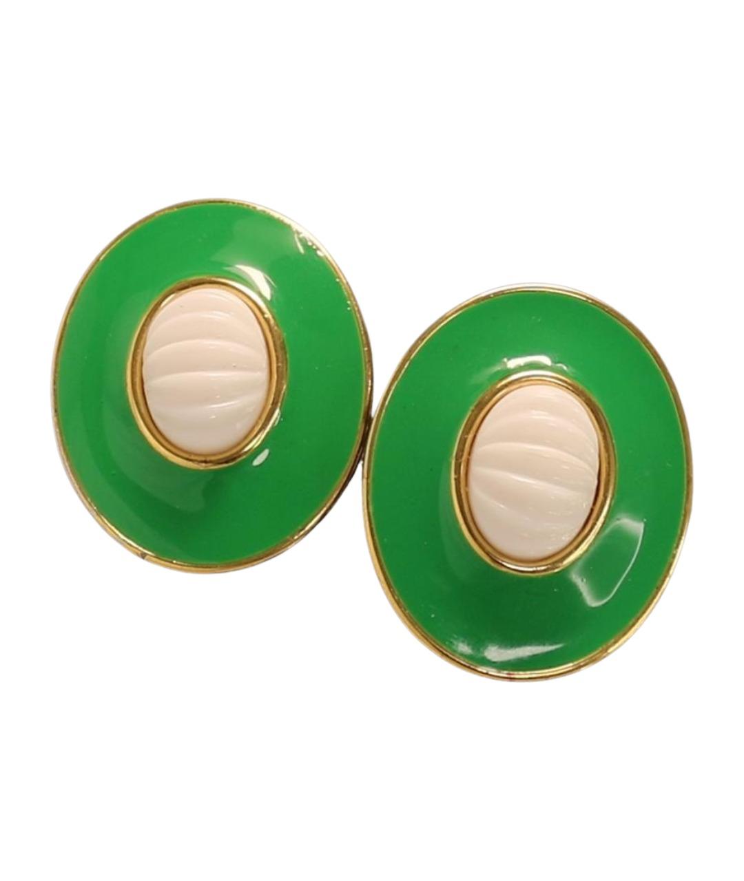 MONET Зеленые позолоченные серьги, фото 1