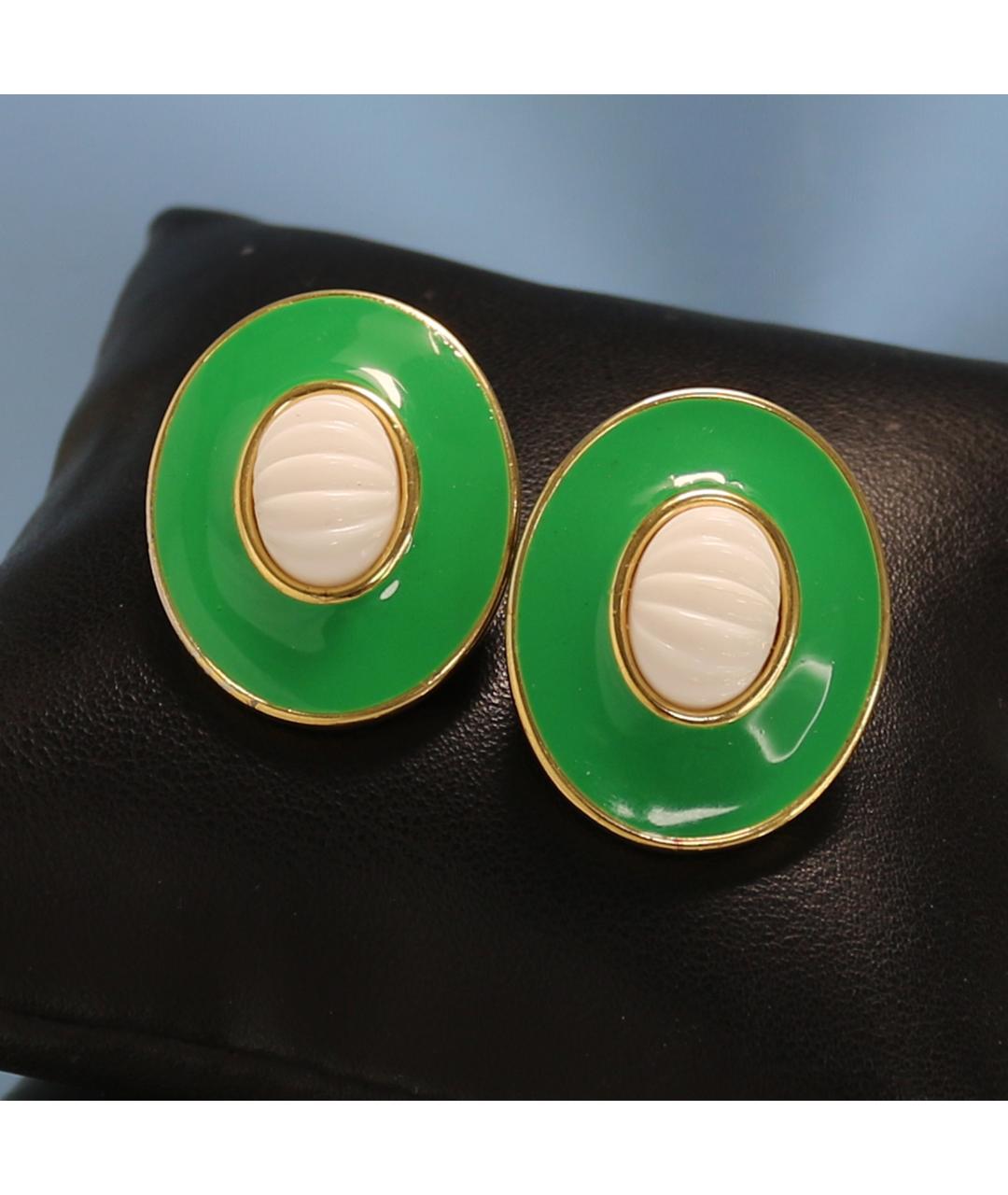 MONET Зеленые позолоченные серьги, фото 9