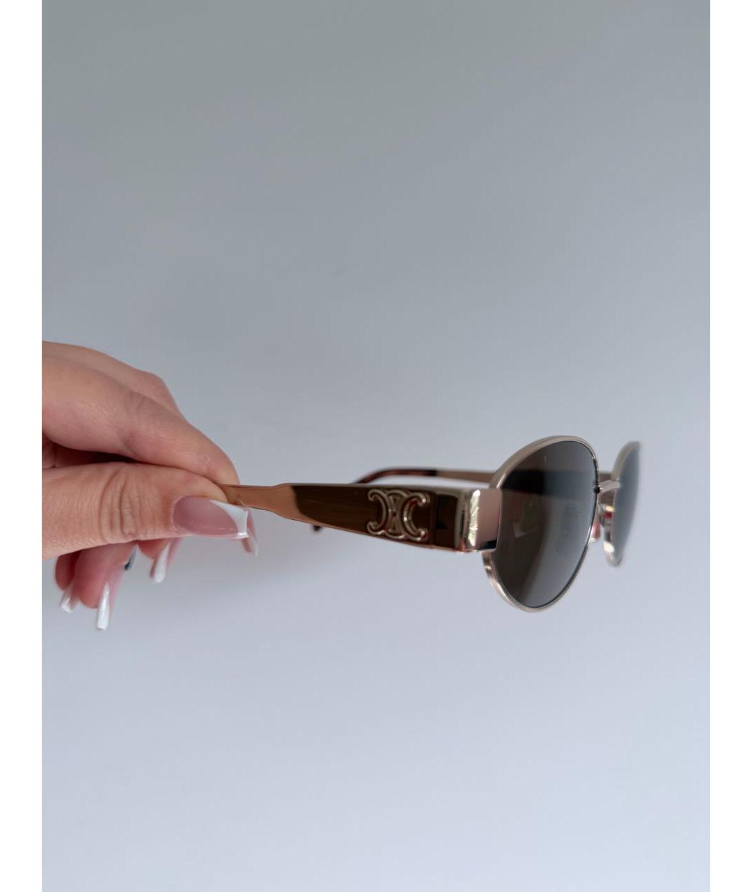 CELINE Коричневые металлические солнцезащитные очки, фото 3