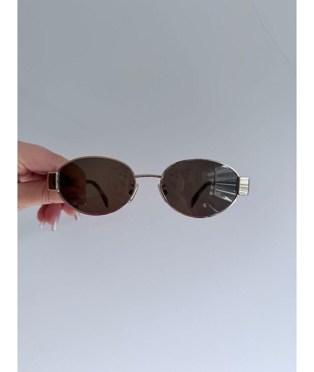 CELINE Коричневые металлические солнцезащитные очки, фото 5