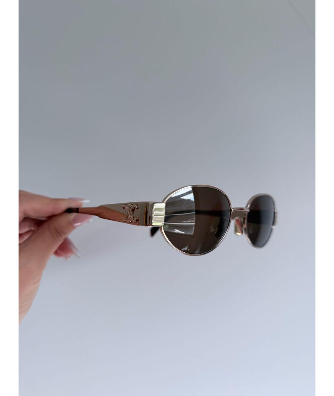 CELINE Коричневые металлические солнцезащитные очки, фото 2