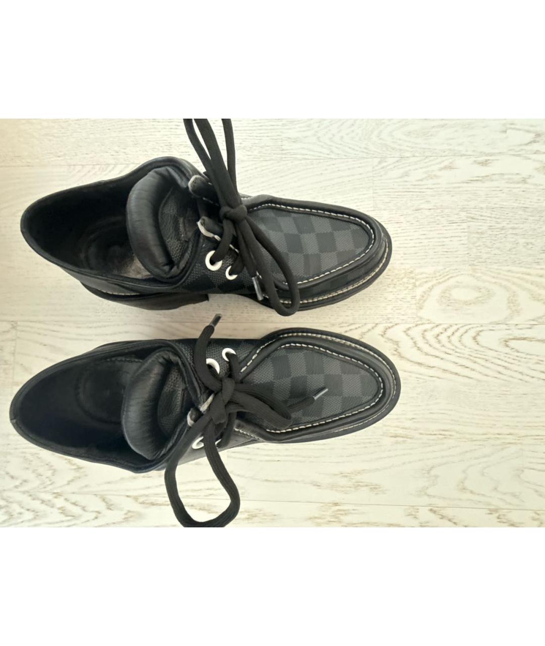 LOUIS VUITTON Антрацитовые кожаные брогги и оксфорды, фото 2