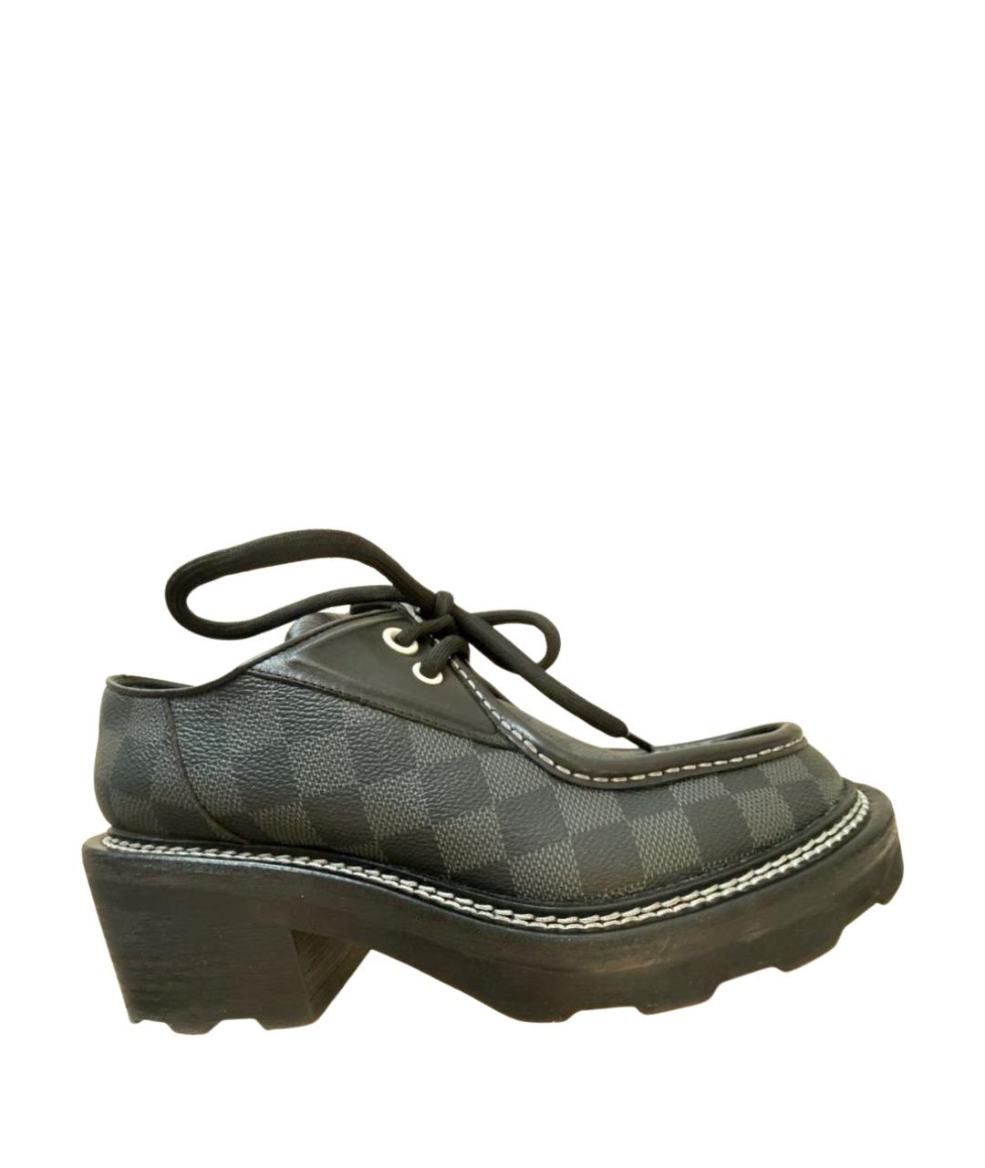 LOUIS VUITTON Антрацитовые кожаные брогги и оксфорды, фото 1