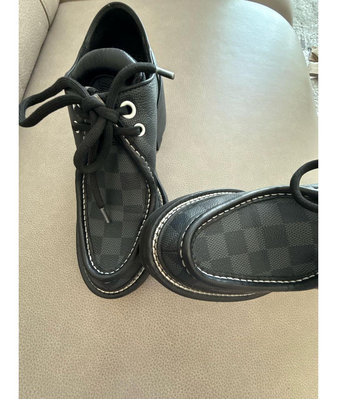 LOUIS VUITTON Антрацитовые кожаные брогги и оксфорды, фото 6