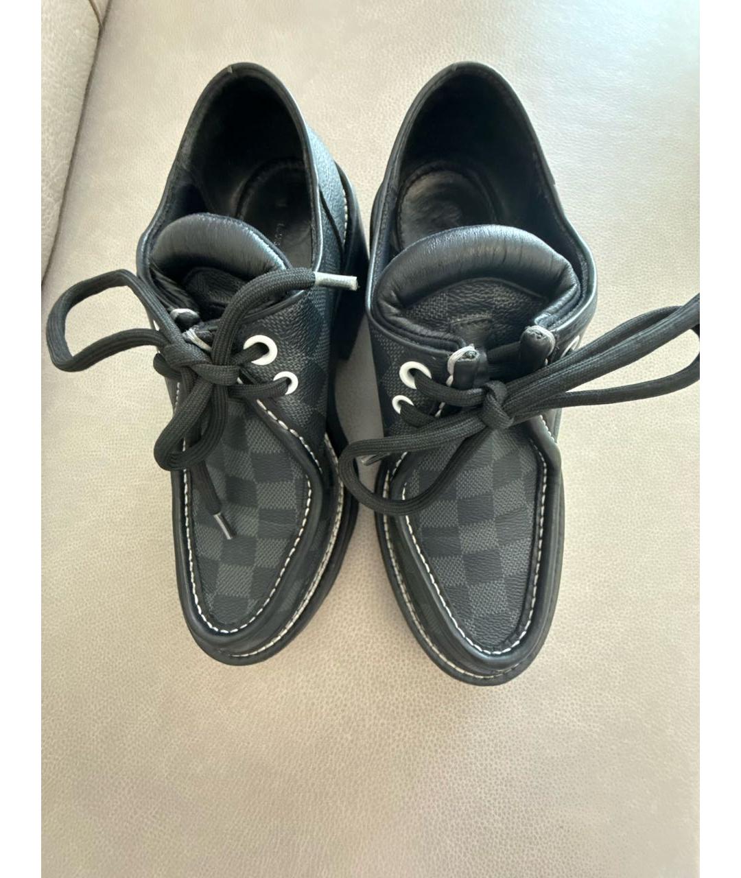 LOUIS VUITTON Антрацитовые кожаные брогги и оксфорды, фото 4