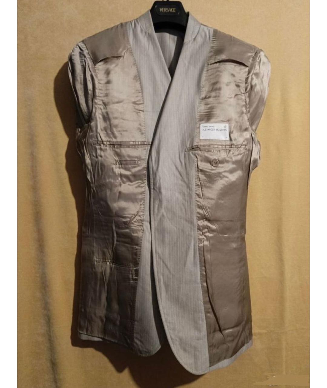 ALEXANDER MCQUEEN Серый шерстяной пиджак, фото 3