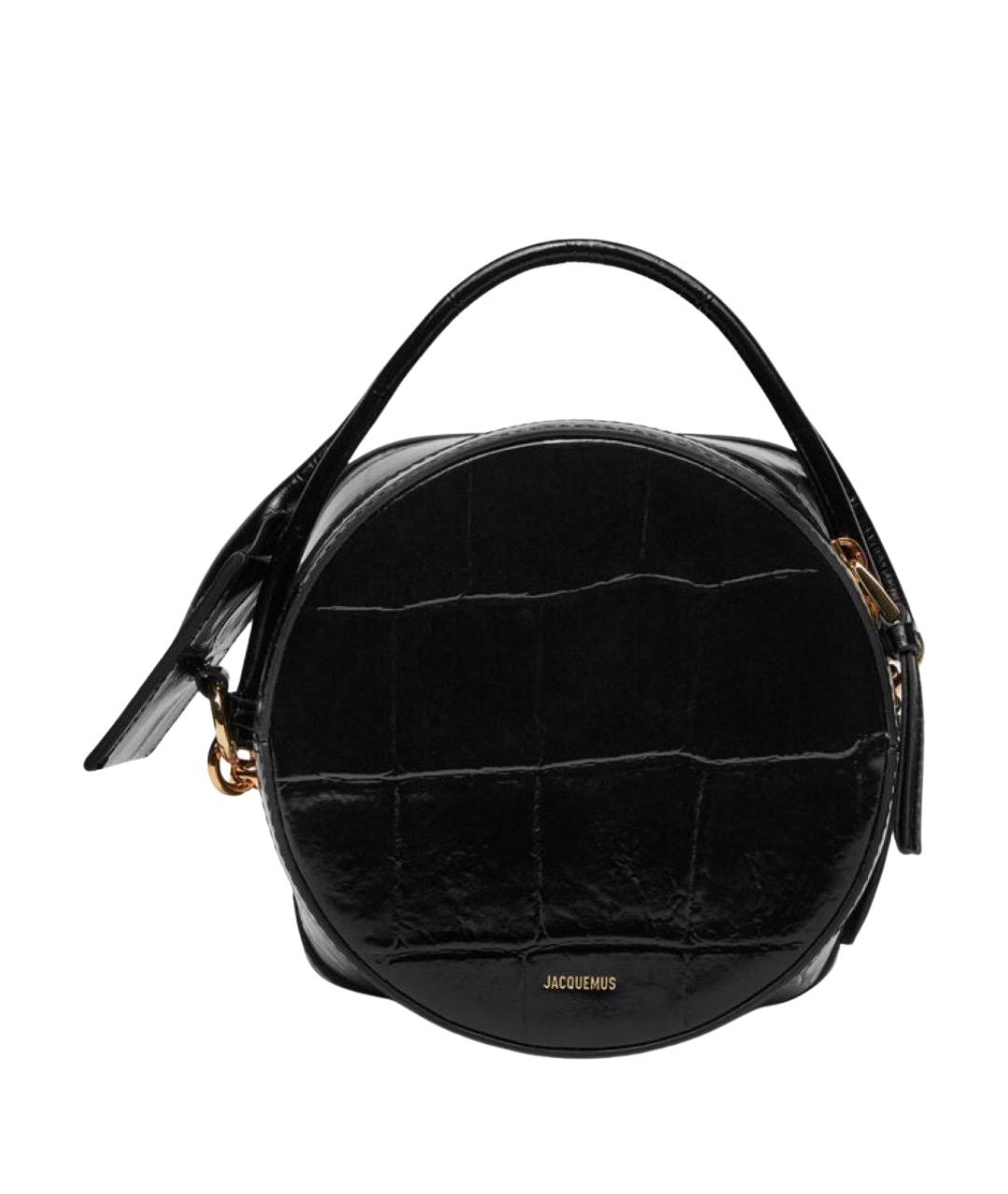 JACQUEMUS Черная кожаная сумка с короткими ручками, фото 1