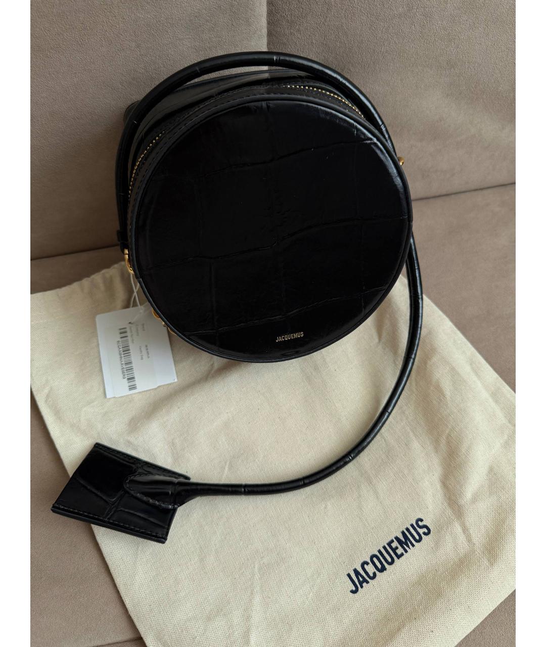 JACQUEMUS Черная кожаная сумка с короткими ручками, фото 6